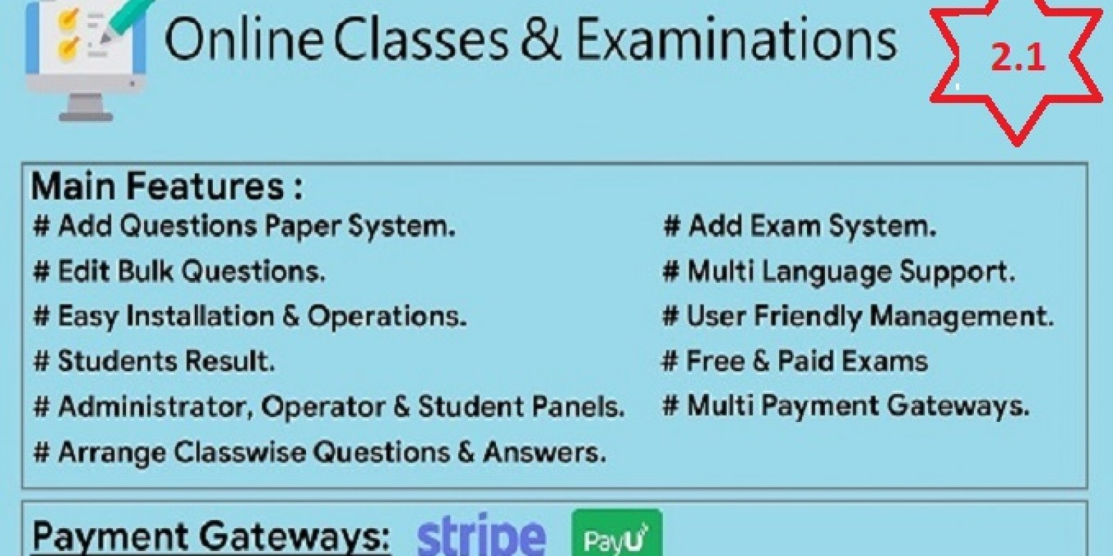 Online Classes And Examinations In CodeIgniter - PHP Script