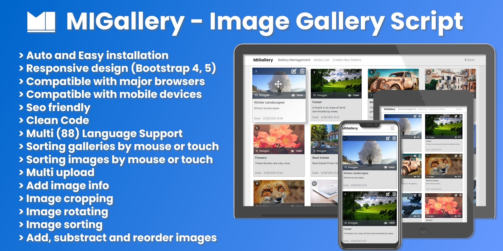 MIGallery - Image Gallery PHP Script